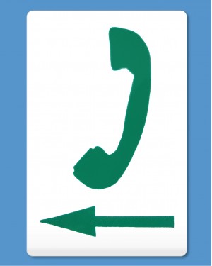 Phone direction sign adhesive sticker green